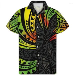 Chemises décontractées pour hommes Culture tribale estivale Tatous polynésiens tortues 3d imprimement mode / femmes chemises Harajuku Camisas Vintage Vintage