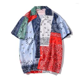 Casual shirts voor heren zomer vintage Hawaii shirt shirt met korte mouwen heren patchwork beach man oversized mannen kleding camisa hawaiana hombre