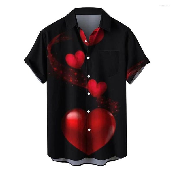 Camisas casuales para hombres Camisa vintage de verano Patrón de amor de flores Impresión Ropa para personas mayores Diario Estilo de calle al aire libre Diseñador Manga corta