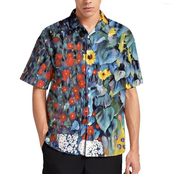Chemises décontractées pour hommes imprimé tournesol chemise ample mâle plage fleurs peintes graphique hawaïen à manches courtes Style de rue chemisiers surdimensionnés