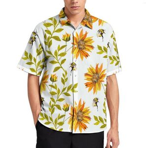 Hommes chemises décontractées tournesol imprimé plage hommes hommes à manches courtes hawaïen été mode Aloha 4XL