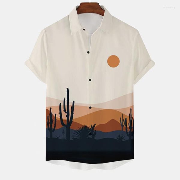 Chemises décontractées pour hommes Sunrise Sirt pour hommes Fasion Sort Sleeve Awaiian Lapel I-quality Button Beac Vacation Blouse