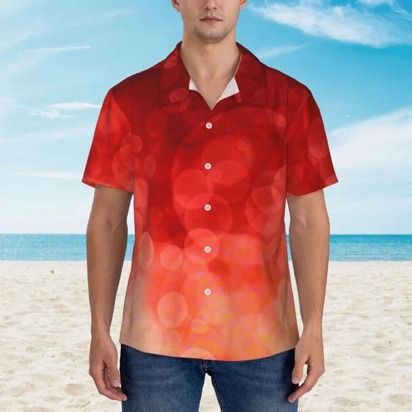 Camisas casuales para hombres Manchas de puesta de sol Camisa de playa Puntos abstractos Imprimir Hawaii Hombres Blusas sueltas Manga corta Ropa de diseño de calle