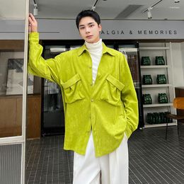 Chemises décontractées pour hommes SYUHGFA Automne Manches longues Tops Tendance Polyvalente Grande Poche Niche Design Style Coréen Menwear Chic