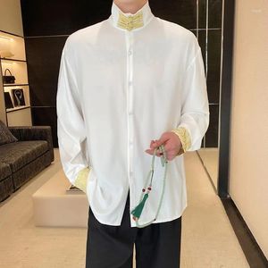 Chemises décontractées pour hommes Syuhgfa Chinois Wear Wear Shirt à manches longues Colliers de support Male Top 2024 Spring Summer Tempérament