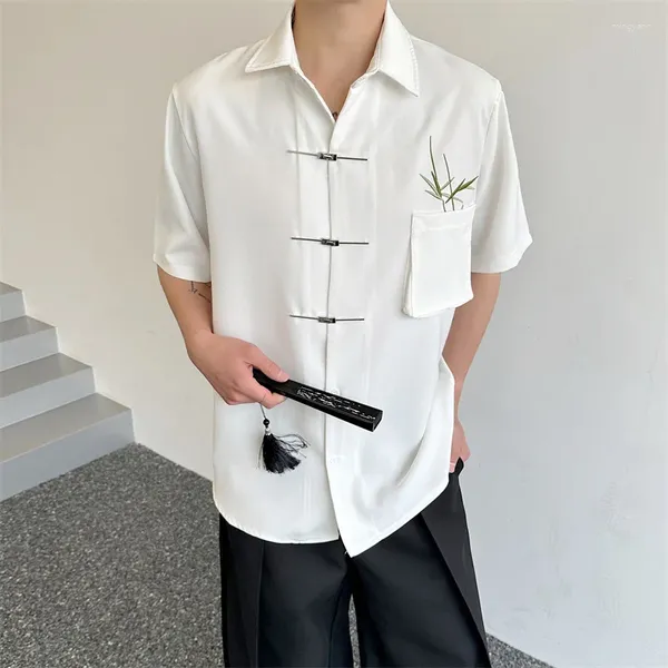 Chemises décontractées pour hommes Syuhgfa Style chinois Male Bamboo broderie Short Sleeeve Shirt 2024 Summer Fashion Wear Auto