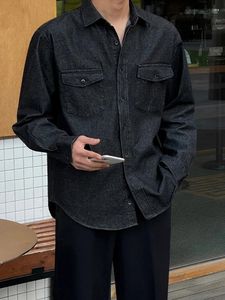 Chemises décontractées pour hommes SYUHGFA Niche Design Chemise à manches longues Hommes Lâche Denim Printemps 2024 Coréen Streetwear Mode Mâle Top