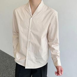 Casual shirts voor heren Syuhgfa gestreept shirt 2024 Lente zomer lange mouwen in de Japanse stijl trend trend down kraag losse mannelijke tops