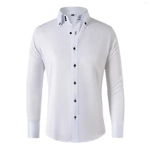 T-shirts de chemises décontractées pour hommes pour hommes 2024 chemise Spring and Automne Business French Crystal Backle Small Long Ropa Hombre