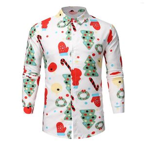 Casual shirts voor heren T Sport Flanel Shirt Men Blouse Herfst Top Kerstmode Mouw Lange Winter Gedrukt Bruin