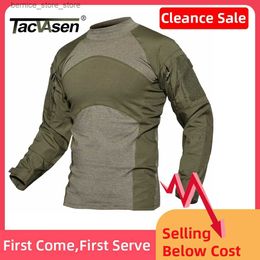 Chemises décontractées pour hommes TACVASEN Oversize T-shirt de travail à manches longues Hommes Summer T-shirt tactique Combat Chasse Jeu Camouflage Vêtements Ristops Tee Tops Q231205