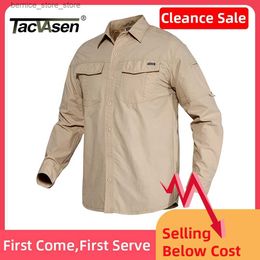 Chemises décontractées pour hommes TACVASEN été séchage rapide à manches longues Cargo chemises de travail avec poches hommes Safari randonnée chemises boutonnées chemises vêtements hommes Q231205