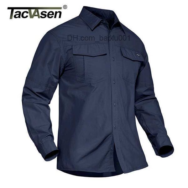 Chemises décontractées pour hommes TACVASEN été tactique militaire chemises hommes léger séchage rapide Cargo travail à manches longues Combat armée pêche hauts Z230705