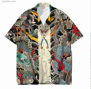 Chemises décontractées pour hommes Tessffel Samurai Japonais Tatouage 3D Mentiers imprimés Hawaiian Beach Shirt Fashionable Summer Harajuku Vêtements de rue surdimensionnés décontractés l240320