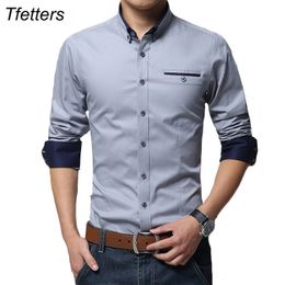 Casual shirts voor heren tfetters est katoen heren shirt met lange mouwen vaste kleur regelmatig fit plus maat 230823