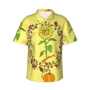 Chemises décontractées pour hommes Thanksgiving Decoration Suower Mens Hawaiian Sleeve Bouton Down Down Floral Tropical Floral