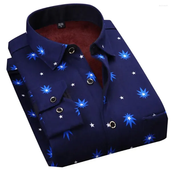 Chemises décontractées pour hommes Chemise pour hommes épaissie Vintage Cardigan imprimé à carreaux Cardigan élégant d'âge moyen avec boutons doux à simple boutonnage, plus la taille