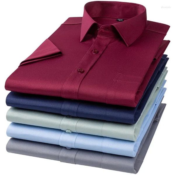 Chemises décontractées pour hommes minces manches courtes élastiques d'été pour hommes slim fit shirt formel coloride de couleur design vêtements