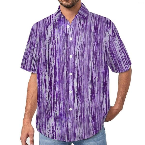 Camisas informales para hombre, blusas con tinte de corbata para hombre, estampado Hippy morado, verano, manga corta, estética personalizada, camisa de vacaciones de gran tamaño, regalo