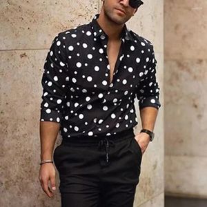 Heren Casual overhemden Top Button Revers T-shirt Polka dot Zwart Wit Mode Eenvoudig Jurk Lente Zomer Hoge kwaliteit Materiaal Grote maten