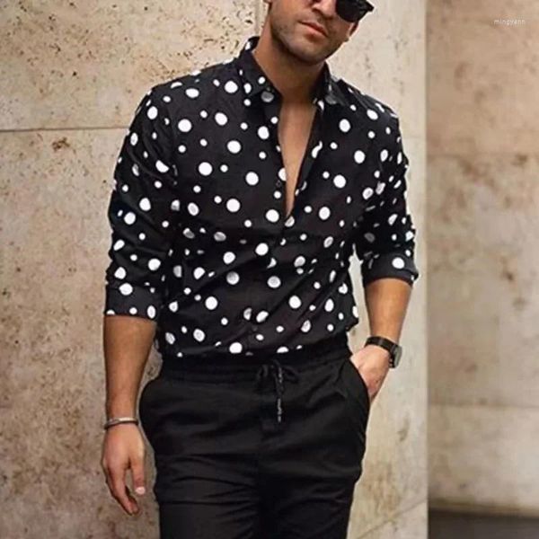 Chemises décontractées pour hommes T-shirt à revers supérieur T-shirt Polka Dot noir blanc Fashion Simple Robe Spring Summer High Quality Material Plus taille