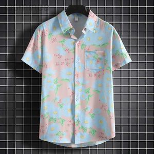 Casual shirts voor heren topkwaliteit heren schildpad nek afdrukken shirts voor strandkleding - casual en stijlvol licht gekleurd bloemen shirt 2449