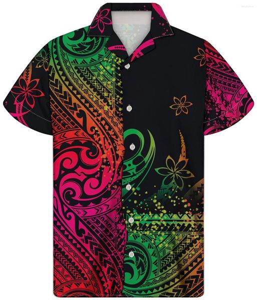 Camisas informales para hombre, ropa de alta calidad, moda Est, fondo de Color Rasta personalizado con estampado Floral, camisetas transpirables que combinan con todo