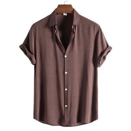 Chemises décontractées pour hommes Produit le plus vendu en été Tendance de la mode Couleur unie Revers Chemise à manches courtes Camisas Para Hombre 230313