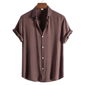 Casual shirts voor heren topverkoop product in zomer heren modetrend casual vaste kleur revers shirt met korte mouwen camisas para hombre 230506