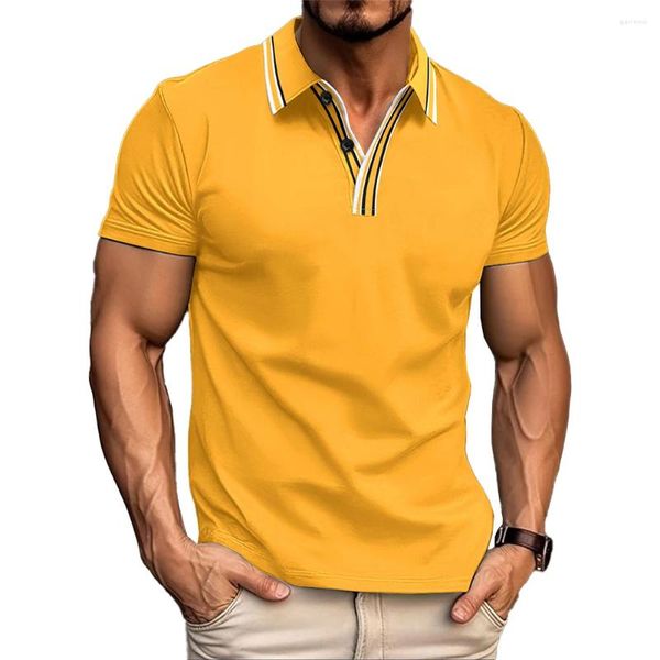 Camisas casuales para hombres Top camiseta para hombres poliéster manga corta camiseta de verano collar blanco amarillo verde marca