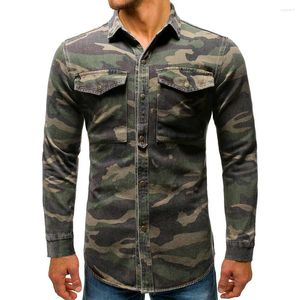 Camisas casuales para hombres estilo duro estilo ejército camuflaje de camuflaje de camuflaje