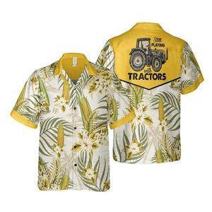 Chemises décontractées pour hommes chemises graphiques de voiture pour hommes pour hommes Casual Hawaii Farm Beach Shirt Farmer Travail Jersey Design Funny Design Short Slve Gift Tops Y240506