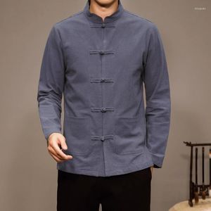 Casual shirts voor heren traditionele Chinese kleding linnen plus size shirt wudang tai chi hanfu retro pak harajuku top