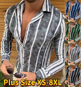Casual overhemden voor heren Trendy mode-overhemd heren gestreept street slim vest met lange mouwen XS-8XL