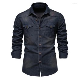 Chemises décontractées pour hommes Trendy Retro Denim Full Sleeve Hommes Euro Plus Taille S-5XL Coton Jeans Chemise Streetwear Vêtements