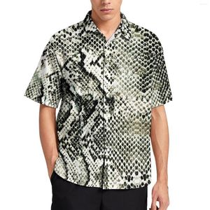 Chemises décontractées pour hommes chemise en peau de serpent à la mode blanc imprimé serpent plage lâche hawaïen rétro Blouses manches courtes vêtements surdimensionnés personnalisés