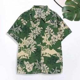 Chemises décontractées pour hommes chemises d'été à la mode poche séchée rapide shirt hawaïen feuilles de floral d'été imprimé chemise hawaïenne 240424