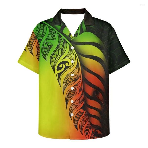 Chemises décontractées pour hommes Tribal Tattoo Totem Print Shirt Polynésien Manches courtes Top 2024 Hawaïen