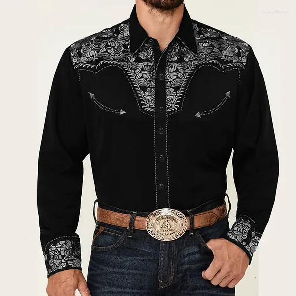 Chemises décontractées pour hommes Tribal Western Top Shirt Motif Bleu Rose Noir Tendance Mode Fête Haute Qualité Matériel 2024 Costume