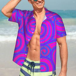 Chemises décontractées pour hommes Trippy Hippy Chemise hawaïenne Homme Plage Rétro Tourbillon Imprimer Manches courtes Y2K Street Lâche Blouses surdimensionnées