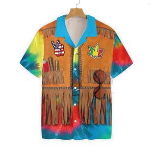 Chemises décontractées pour hommes Trippy Peace Sign Modèle Hawaiian Shirt 3D partout imprimé pour les femmes Harajuku Unisexe