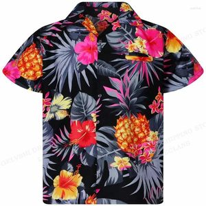 Chemises décontractées pour hommes ananas floral tropic
