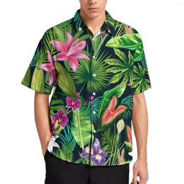 Casual overhemden voor heren, tropische bloemen, Boheems paradijs, vakantieshirt, Hawaiiaanse mode, blouses, heren, bedrukt, grote maten