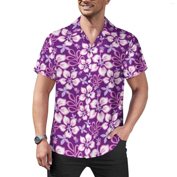 Camisas informales para hombre, camisa de playa con flores tropicales, estampado hawaiano, blusas Vintage para hombre, ropa de patrón de manga corta, talla grande