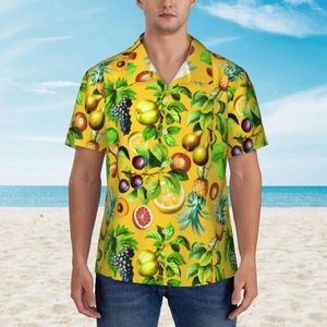 Chemises décontractées pour hommes Imprimé fruits tropicaux Chemise de plage Ananas Citron Hawaïen Mâle Cool Blouses Manches courtes Mode Graphique Haut
