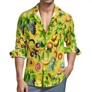 Chemises décontractées pour hommes fruits tropicaux imprimer hommes ananas citron chemise à manches longues mode Blouses automne vêtements personnalisés grande taille