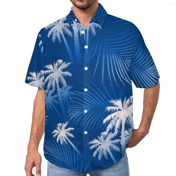 Camisas casuales para hombres Palmeras tropicales Camisa de playa Estampado de hojas Hombres hawaianos Blusas con estilo Ropa de diseño de manga corta Tallas grandes