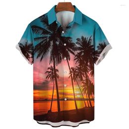 Chemises décontractées pour hommes Plantes tropicales Palm Hawaiian Shirt for Men Summer Beld Vacation Courte à manches Tops Fashion Blouse de mode Vêtements masculins