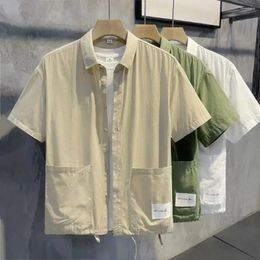 Mannen Casual Shirts Turn Down Kraag Mannen Zomerkleding Ademen Japan Stijl Shirt Harajuku Kleding 2024 Trends