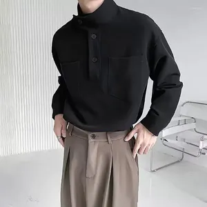 Chemises décontractées pour hommes Unique Stand Col Chemise à manches longues Hommes Mode Harajuku Coréen Couleur Solide Minimalisme Y2k Vêtements pour hommes